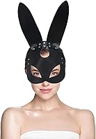 Vista 11 de Mumbobyswim Máscaras de cuero de gato y conejo para mujer, máscara de mascarada para cosplay, accesorio de disfraz de Halloween