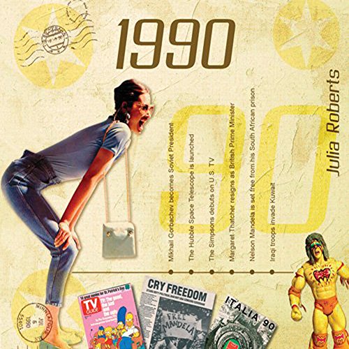 1990 Birthday Gift - 1990 Chart Hits CD and 1990 Greeting Card