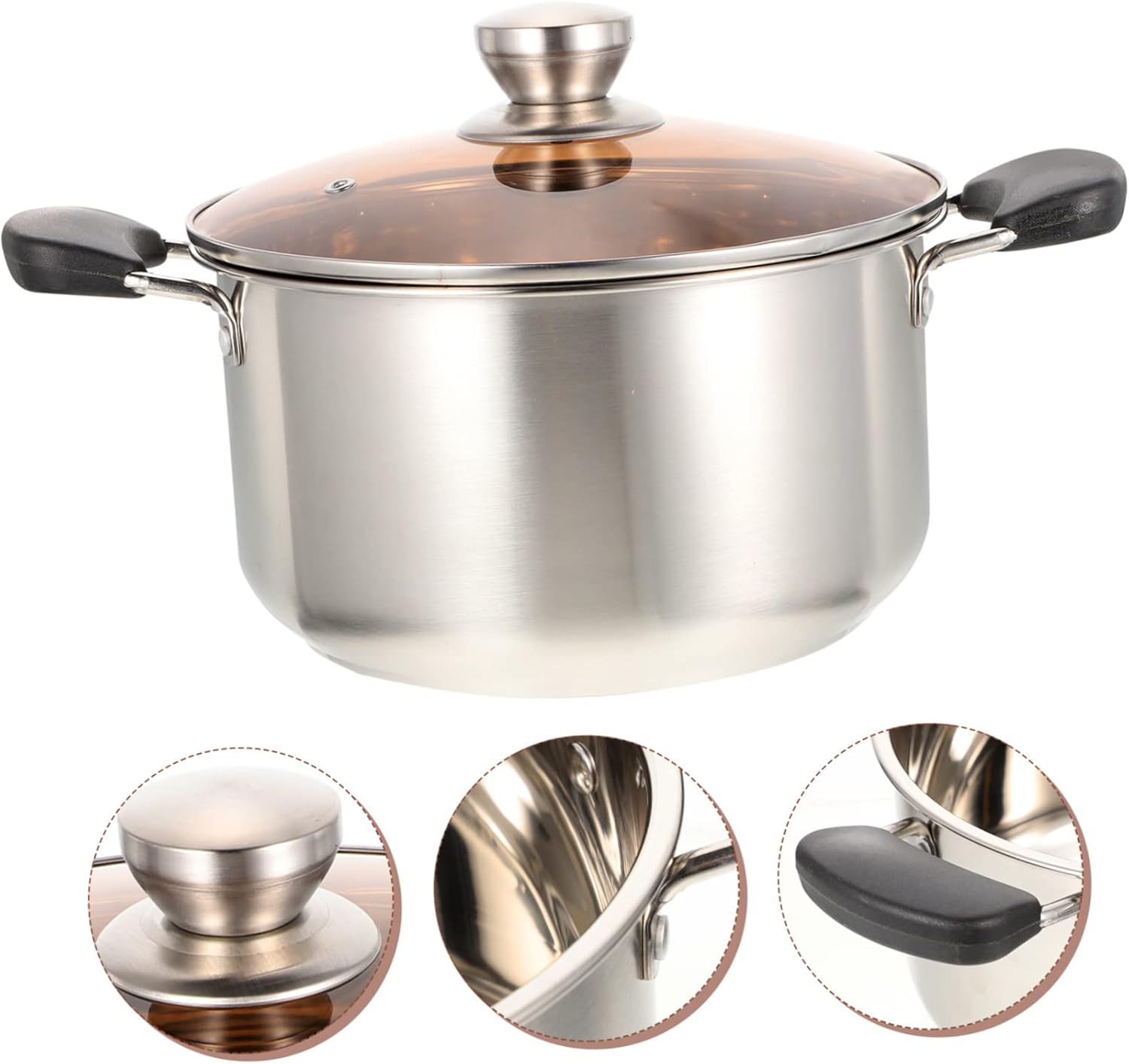 Cabilock Stainless Steel Soup Pot Double Side Handles Induction-ready Stockpot for Cooking Noodles and Soups and Easy to Clean