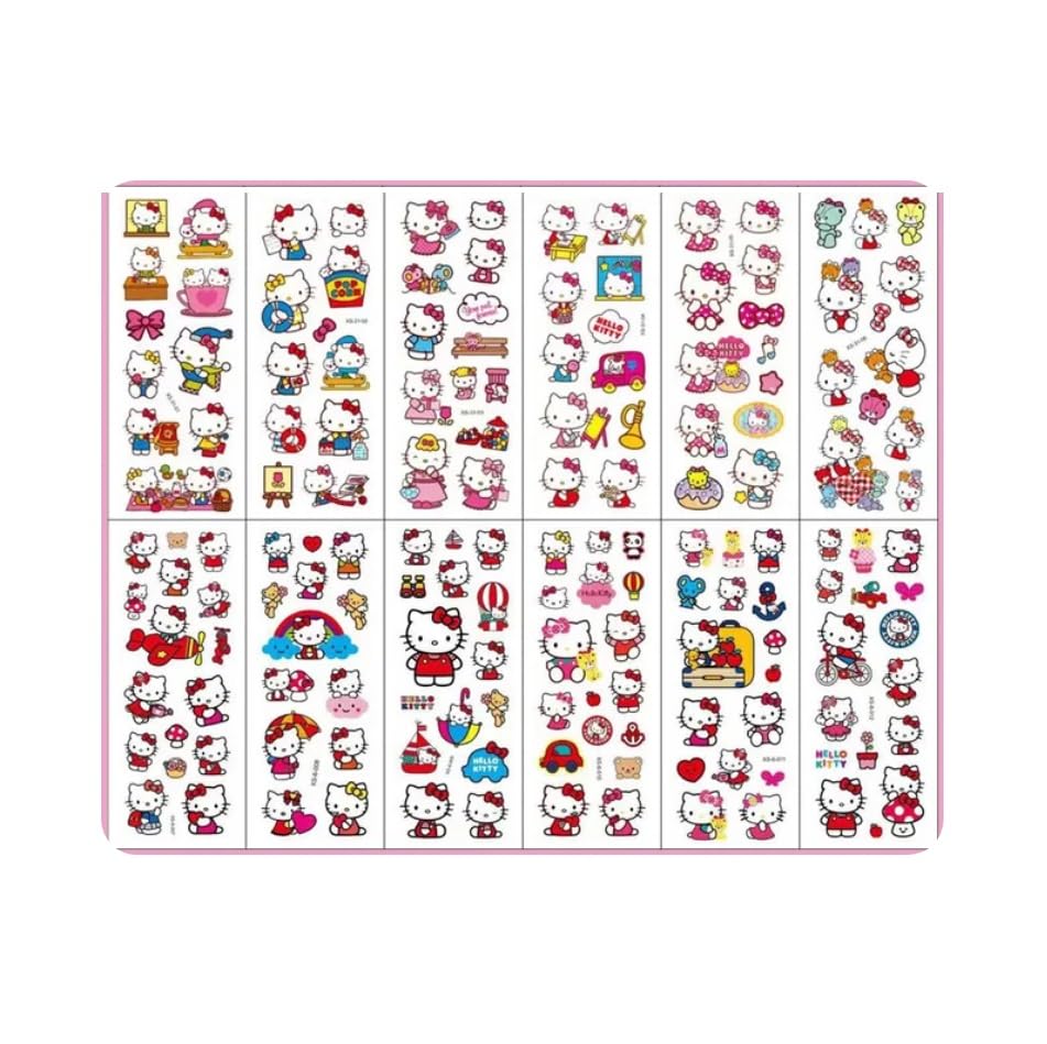 03 Cartelas de Adesivos Coração Hel lo Kit ty Sereia Bolha Borboleta Mick ey 3D Alto Relevo (03 Cartelas Hel lo Kit ty)