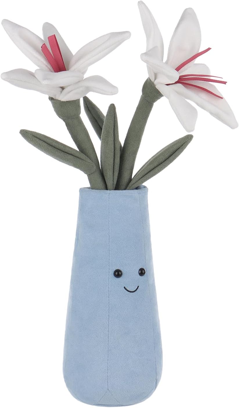 Apricot Lamb Potted Flower Plush Lily Vase Plant Stuffed Animals for Kids, Soft Cute Plushies Toys for Baby Girl and Boy, Fluffy Potted Flower Lily Vase Plant
