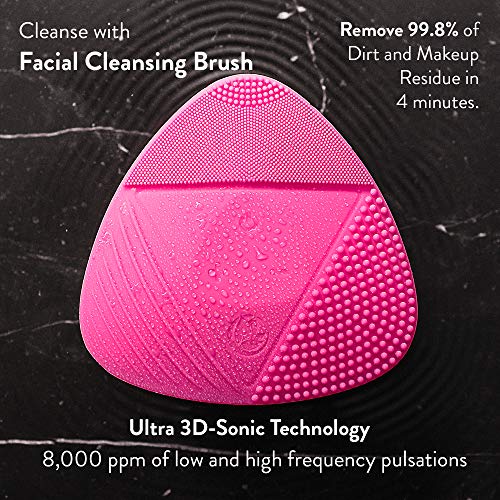 Microderm GLO Complete Skincare Package Includes Diamond Microdermabrasion System, Premium, Fine, Massage Tips, 10mm Filters 100 pack, Peptide Complex Serum & Sonic Facial Cleansing Brush (White)
