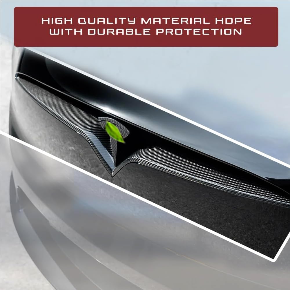 Front Hood/Grille Bright Emblem Logo Compatible with Tesla Model X - Matte Carbon Fiber Pattern 1 Piece
