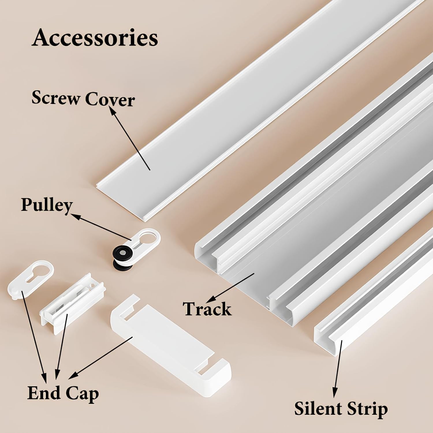Silent Double Curtain Rod Heavy Duty Concealed Ceiling Track 1 6m Window & Balcony Curtain Rail for Caravans White 400cm 13.1ft (4 x 100CM)
