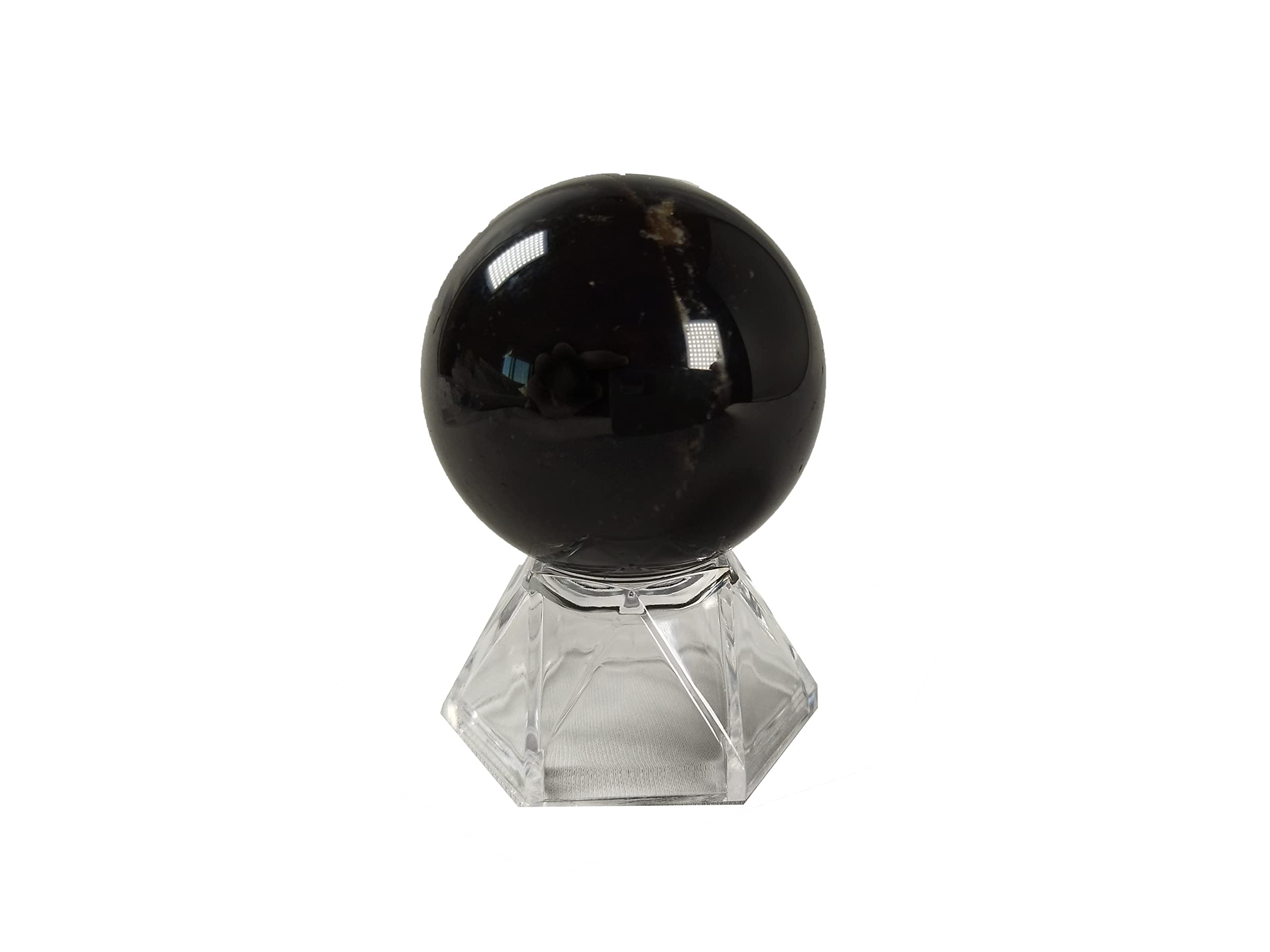 Amazon.co.jp: 【東海物産】モリオン 丸玉 黒水晶 スフィア 台座付き 