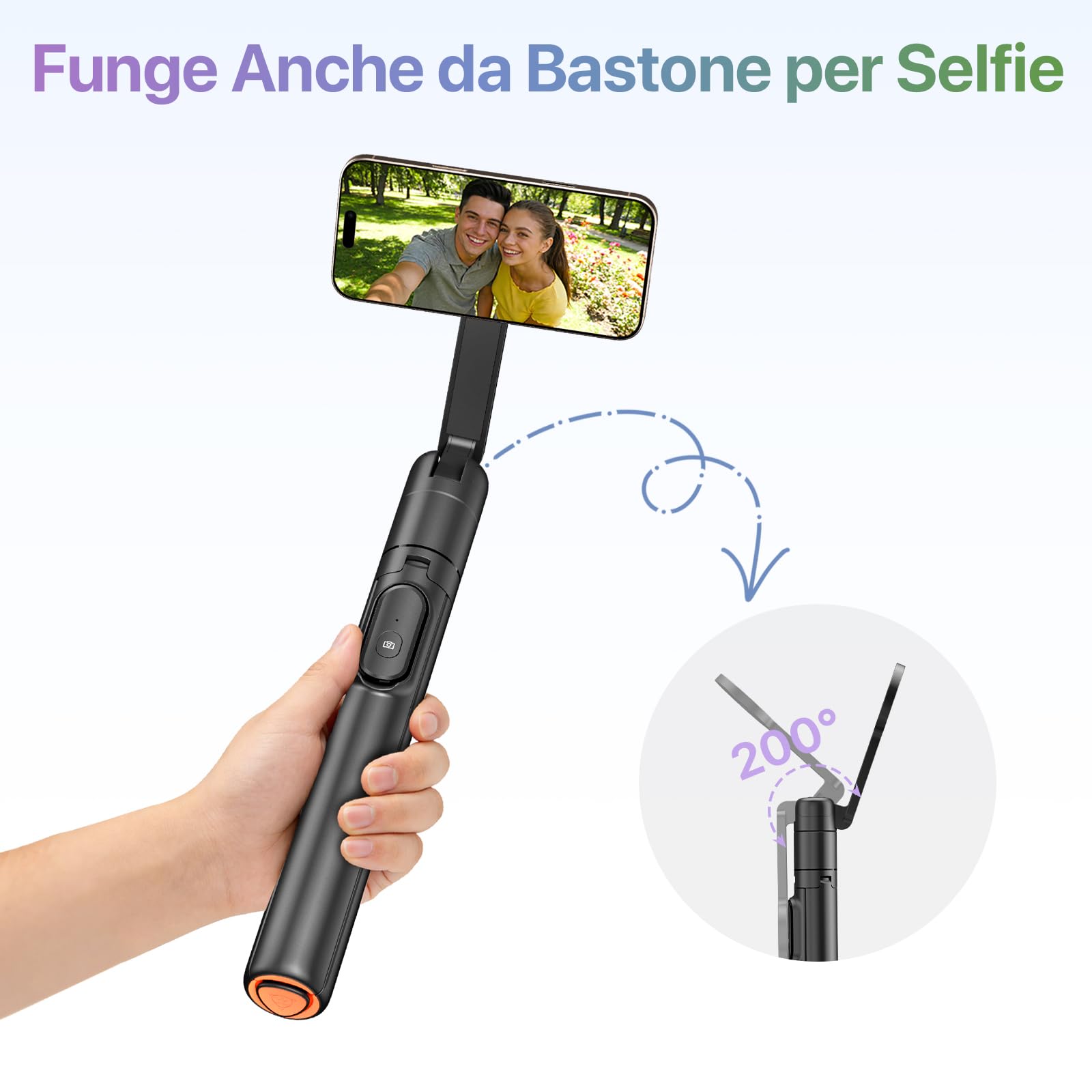 Moman Treppiede Smartphone 167cm, Bastone Selfie Magnetico a Doppia Faccia, Trepiedi con Installazione Automatica Telecomando Wireless per Cellulari iPhone e Android