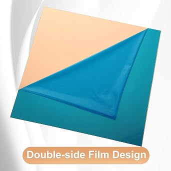 2Pcs Pure Copper Sheet 12 x 12 Inch (11.8Inch) 24 Gauge/0.5mm Metal Copper Plate Film Attached Copper Plates for Crafts, Jewelry, Repair, Electrical, Industry
