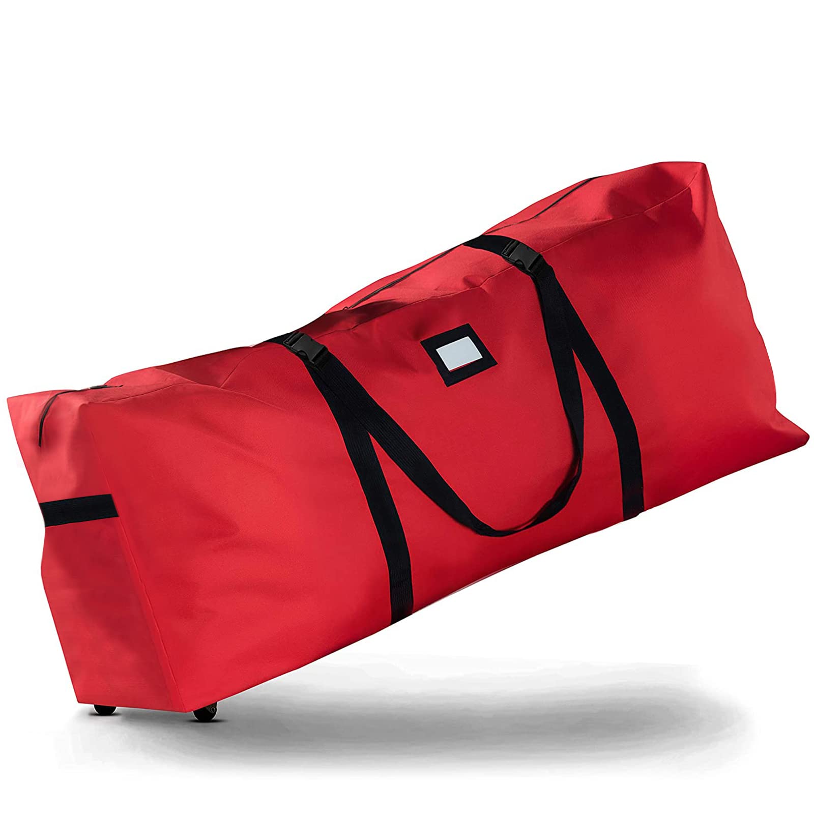 Christmas Tree Storage Bag, Xmas Artificial Tree Bag Storage Box with Wheels and Handles for Tear Proof 600D Oxford Material, Waterproof and Dust proof Sleek Zipper Storage Tote. (Red, 9Ft)