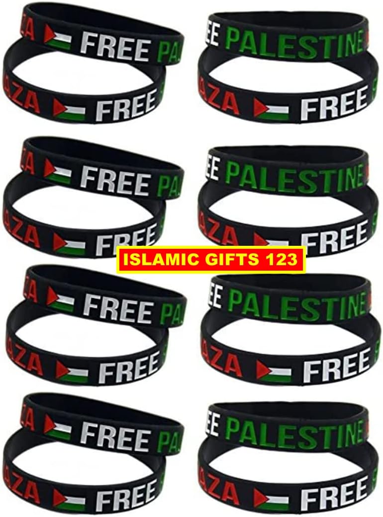 Sports Silicone Wristbands - Free Palestine Bracelets for Women & Men - Water-proof Rubber Support Palestine Flag Bracelets