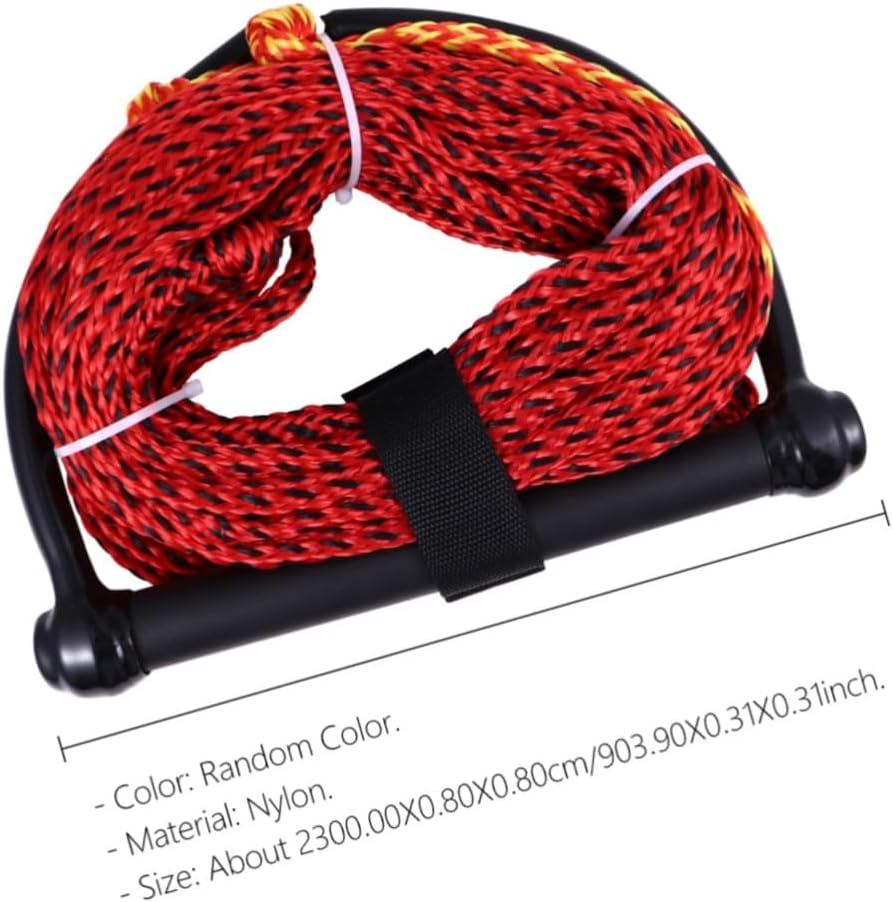 Water Ski Tow Rope with Black Handle for Waterskiing and Towing Tubes, Sturdy Watersports Rope for Wakeboards and Kneeboards, Boating Accessory for Water Sports Random Color