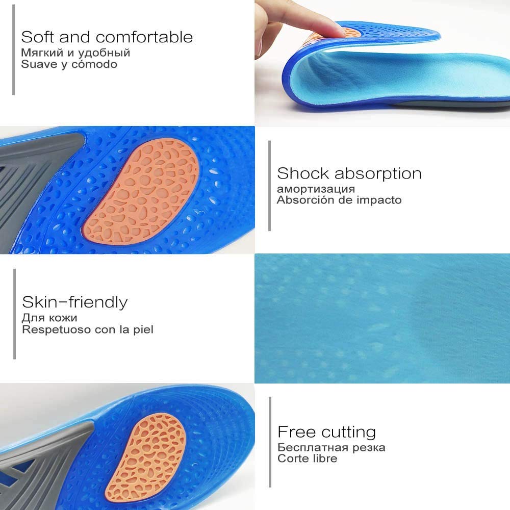Gel Sottopiede in Silicone in Silicone Ortopedico di Massaggio Scarpe Inserti Sportivi ammortizzatori Scarpe Pad per Gli Uomini Scarpe da Donna Scarpe Sottopiede(S EU 35 to 41)
