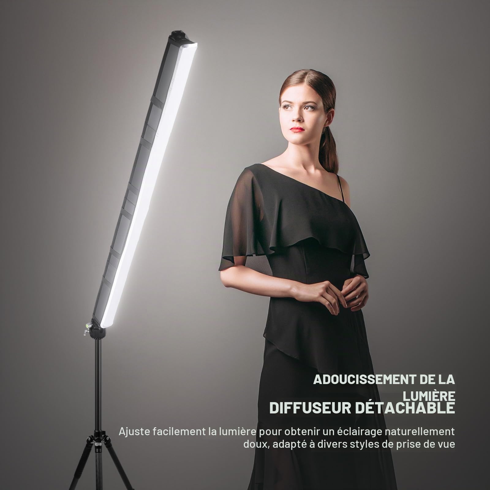 NEEWER Kit de Diffuseur de Lumière LED pour Bâton Lumineux LED RGB TL120C, Diffuseur de Bande de Tube LED avec Grille en Nid d'abeille, Sac de Transport, Attaches Tactiles pour Photos, Vidéos, NS10S