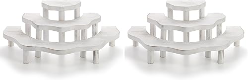 Miniatura 6 de Suwimut Soporte de madera blanqueada para cupcakes, soporte de postre de media luna de 3 niveles, semicírculo, aperitivo de postre, elevador