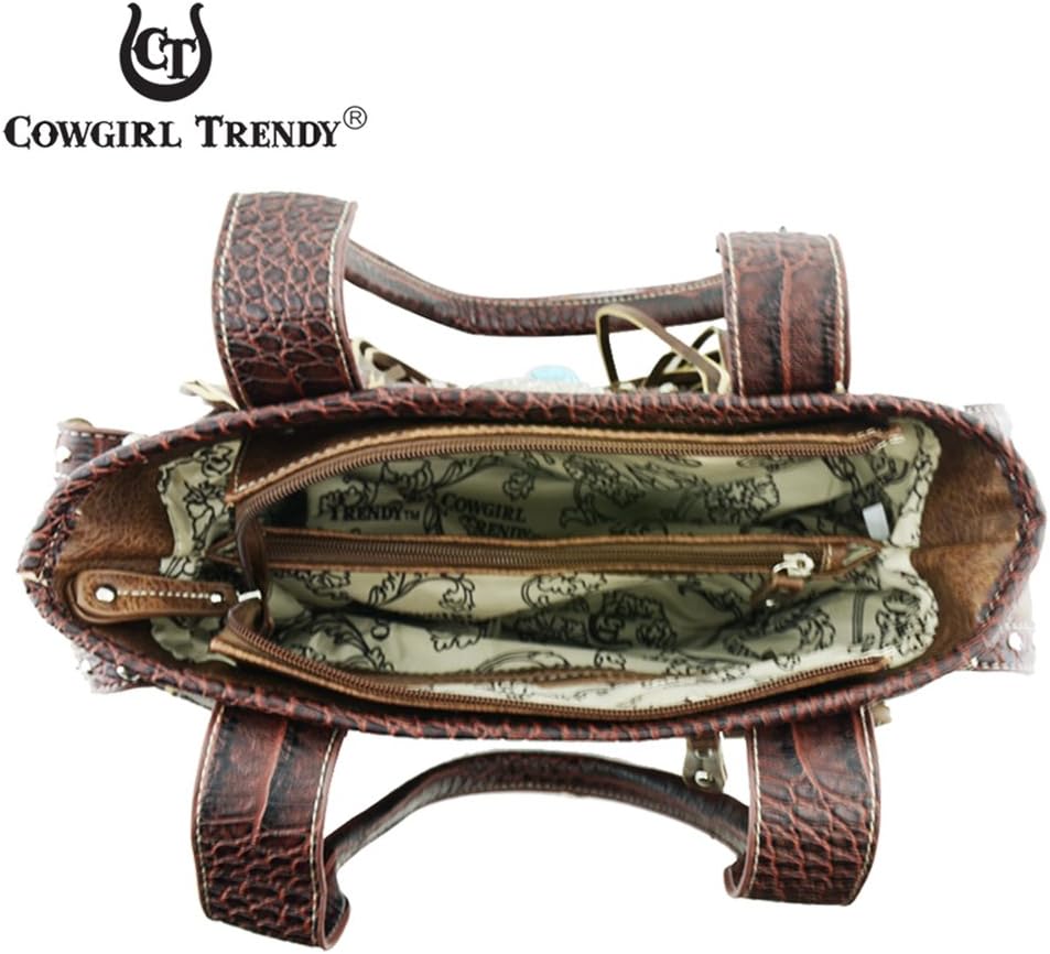 Western Style Concealed Carry Country Fringe Purse Handbag Shoulder Bag Wallet Set Brown