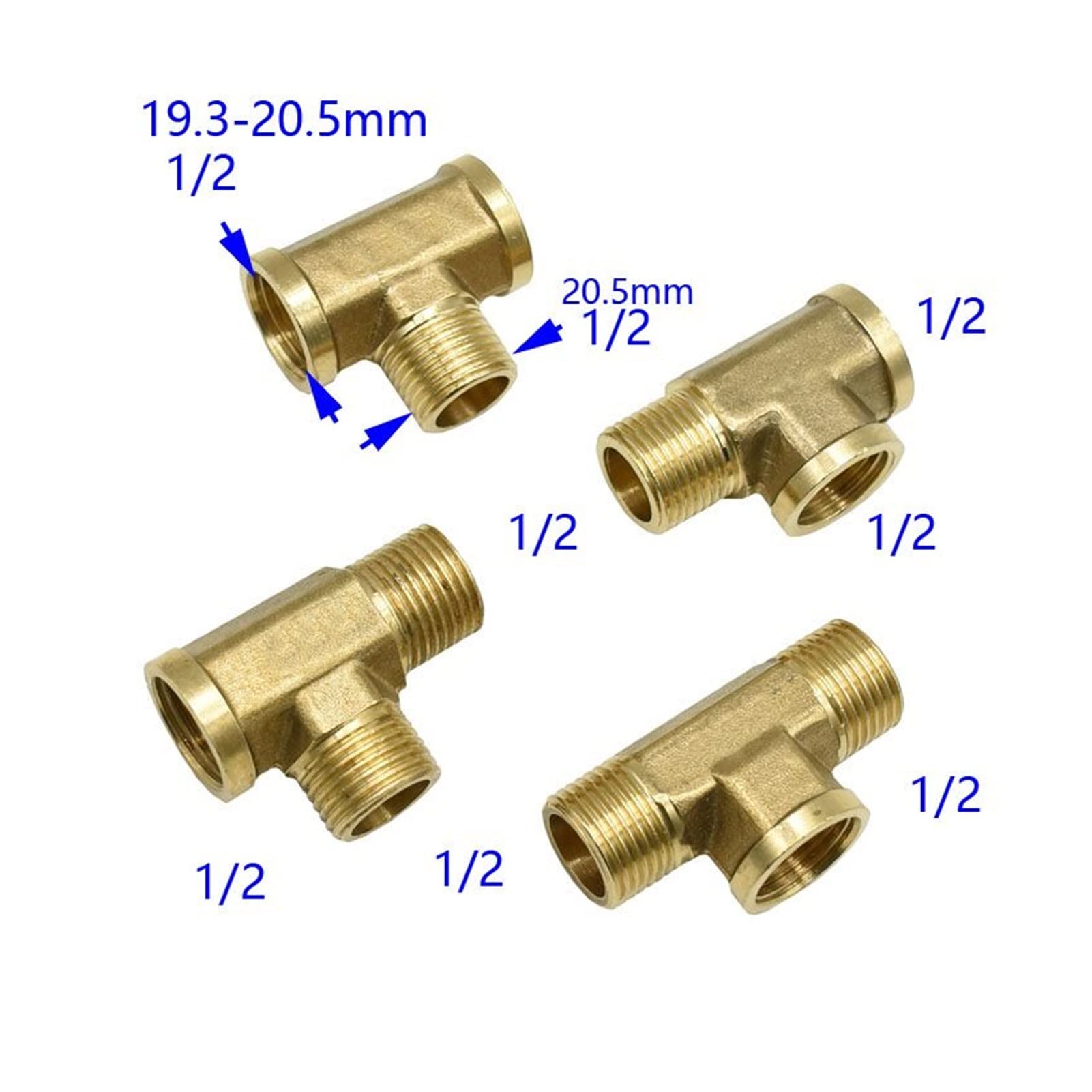 Masculino 1/2 "Toma de camiseta Tubería de latón hembra en forma de Tubo Tubo de 3 vías Adaptador de articulación Conector de acoplador for agua 6 piezas(C)