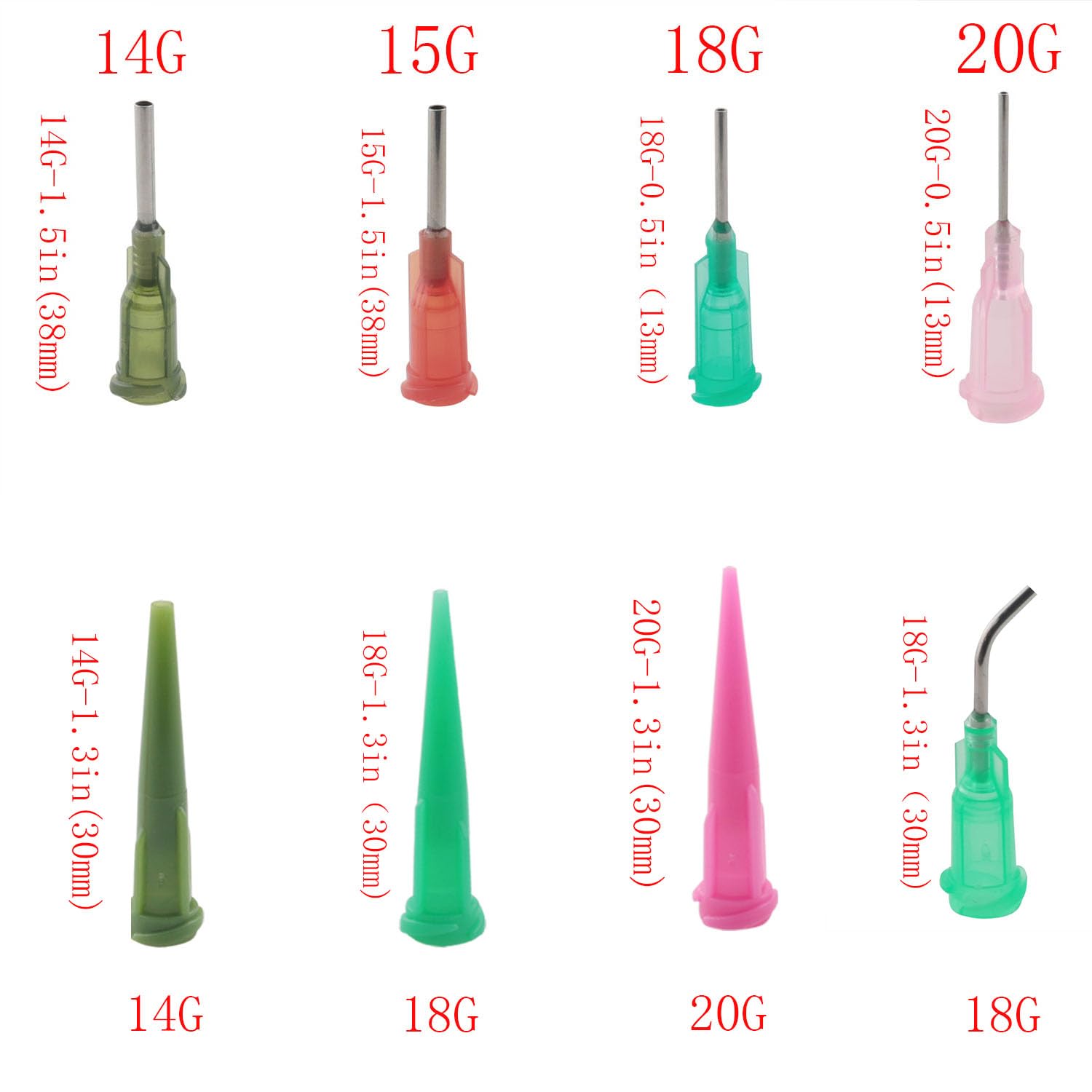 CHENJIN 80PCS Glue Dispenser 10 Each of 8 Sizes Full Plastic Slanted Tip Dispensing Nozzles Opacity Precision Applicator for Liquid Measuring Tools