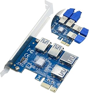 Pcie Splitter 1 to 4 PCI Riser Card, PCIe 1 to 4 Riser Card, 4 in 1 PCI-E Riser Adapter Board for ETH Miner GPU Crypto Bitcoin Ethereum Mining Rig