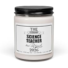 The Legendary Science Teacher Has Retired 2026 Candle Retirement Gifts for Biology Chemistry Physics Professor Subject Men Women 9oz Vanilla Scented Soy Wax Blend Jar with Lid