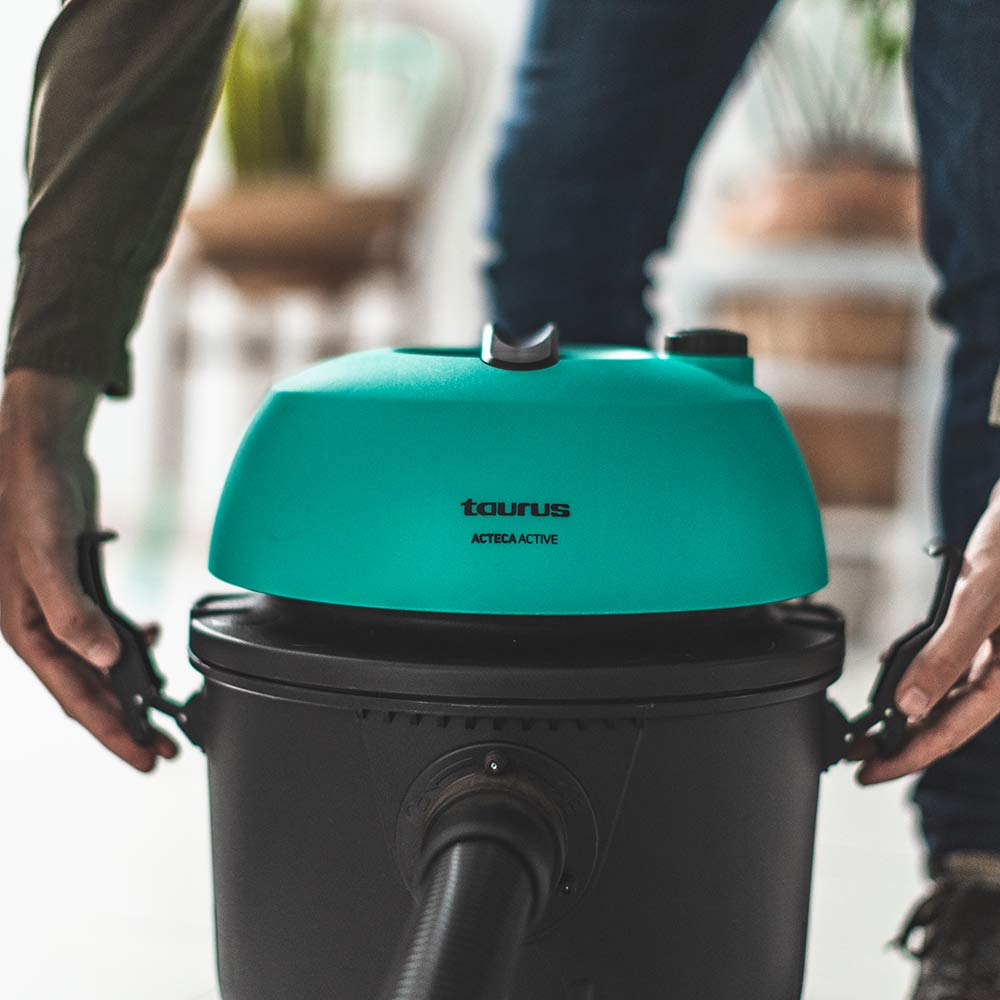 Taurus Ateca Active - Aspirador industrial multiuso. Wet&Dry para líquidos y sólidos. Diseño compacto. 1400W. Sin bolsa. 78dB. HEPA.