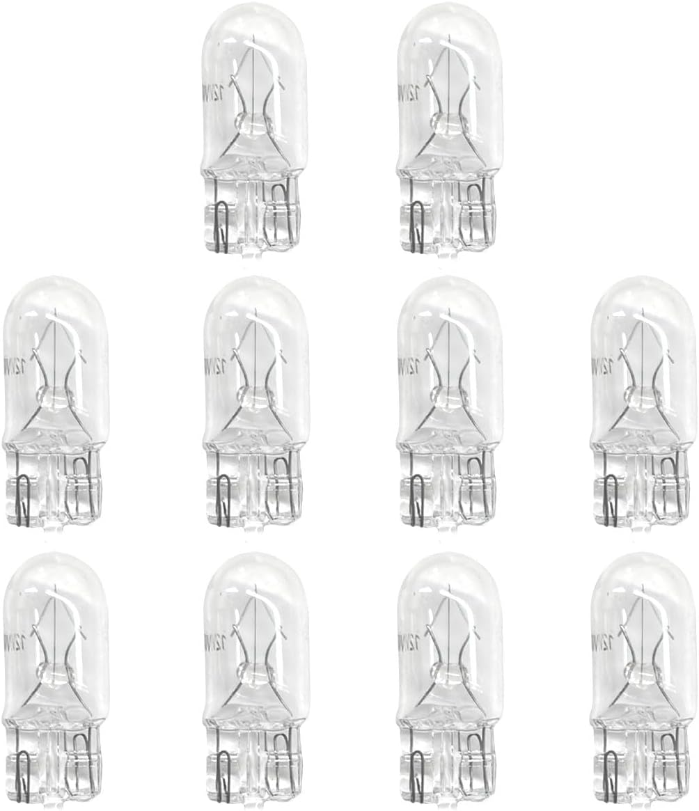 LAINLOY 10 PCS T10 12V 5W Car Flat Foot Mini Lights, Car Brake Light Turn Light Bulbs, Quartz Glass Instrument Lights, Halogen Width Indicator Lights, Auto Lighting Replacement Accessories (T10)