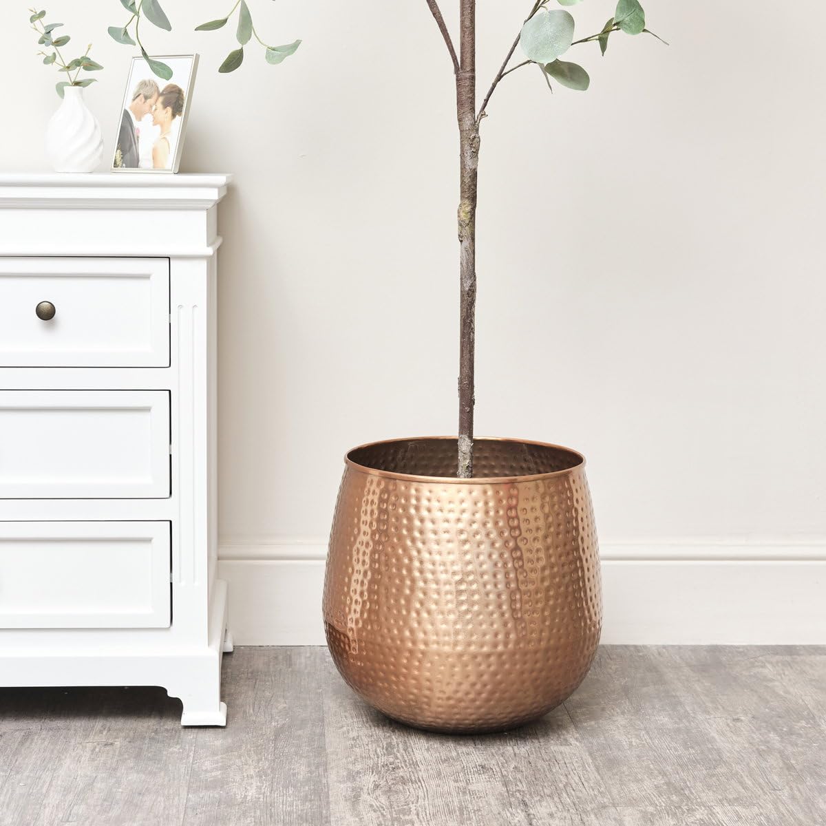 B&Q -  Large Copper Hammered Metal Planter