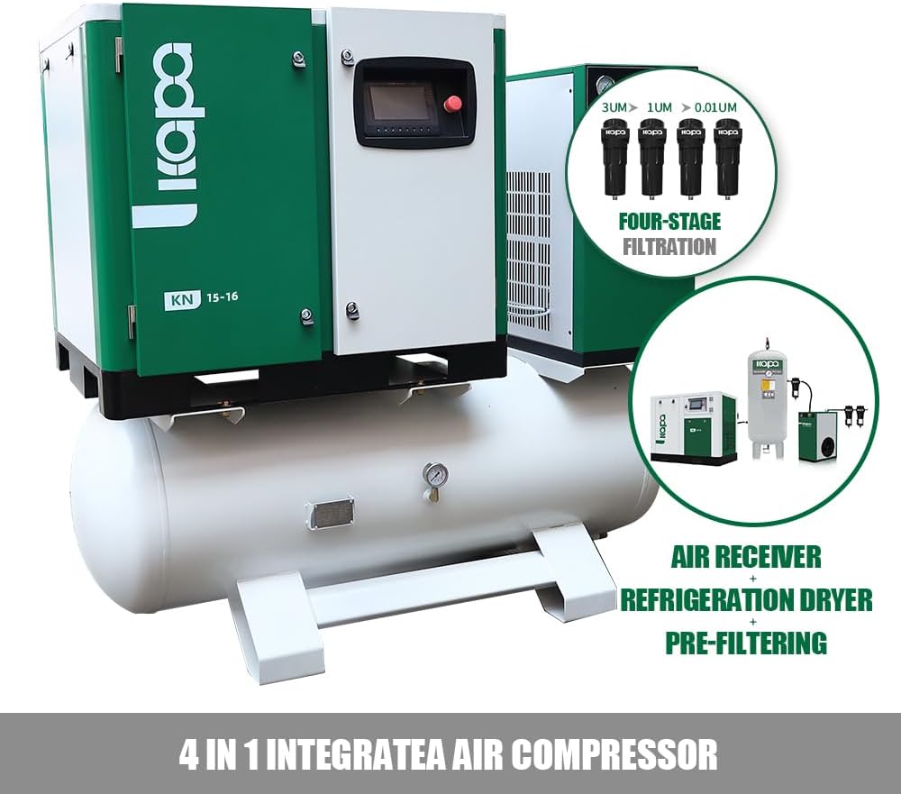 KAPA 16 bar 20HP VSD Rotary Screw Air Compressor – 232psi, 54cfm Free Air Delivery, Energy-Efficient Industrial Stationary Compressor for Manufacturing and Heavy-Duty Applications High purity gas