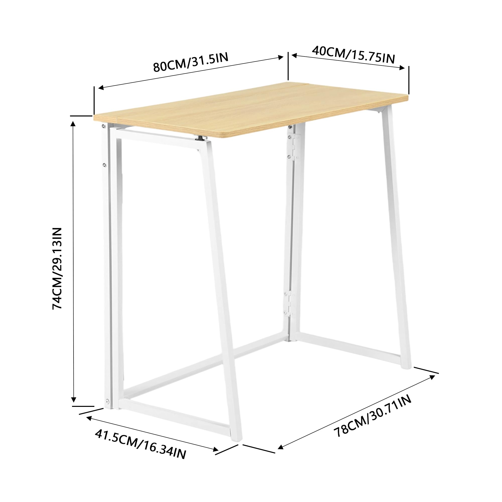 FurnitureR - Mesa Plegable de Dibujo, Oficina, Bandeja de Madera y Marco metálico, fácil de Guardar y Transportar, Artistas, Estudiantes creativos, Oak, 80 x 40 x 74 cm