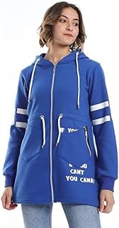 CAESAR Womens Women Hoodie With Front Zipper And Printed Sleeves Hoodie With Zipper (pack of 1)