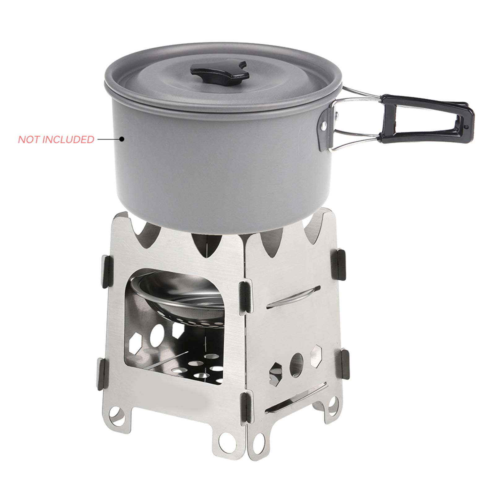 Foyer de feu, réchaud de Camping Portable Pliable en Acier Inoxydable, léger, Compact, Durable pour la randonnée en Plein air, la randonnée, Les Voyages, Le Pique-Nique, Le Barbecue