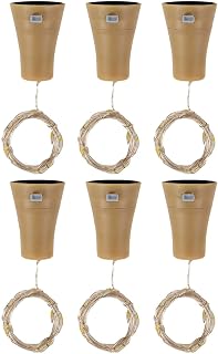 Solar Wine Bottle Lights | 6 Pieces LED Waterproof Decoration | Bottle Lights with Cork for Dining Table, Garden Path, Home Drinking, Birthday Parties, Outdoor Weddings