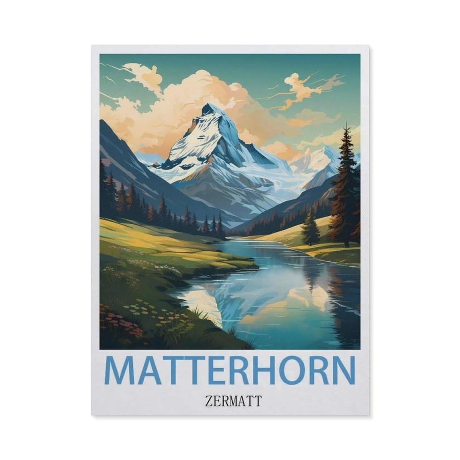 Vintage Art Metal Signs Funny Sign，Switzerland Zermatt Matterhorn