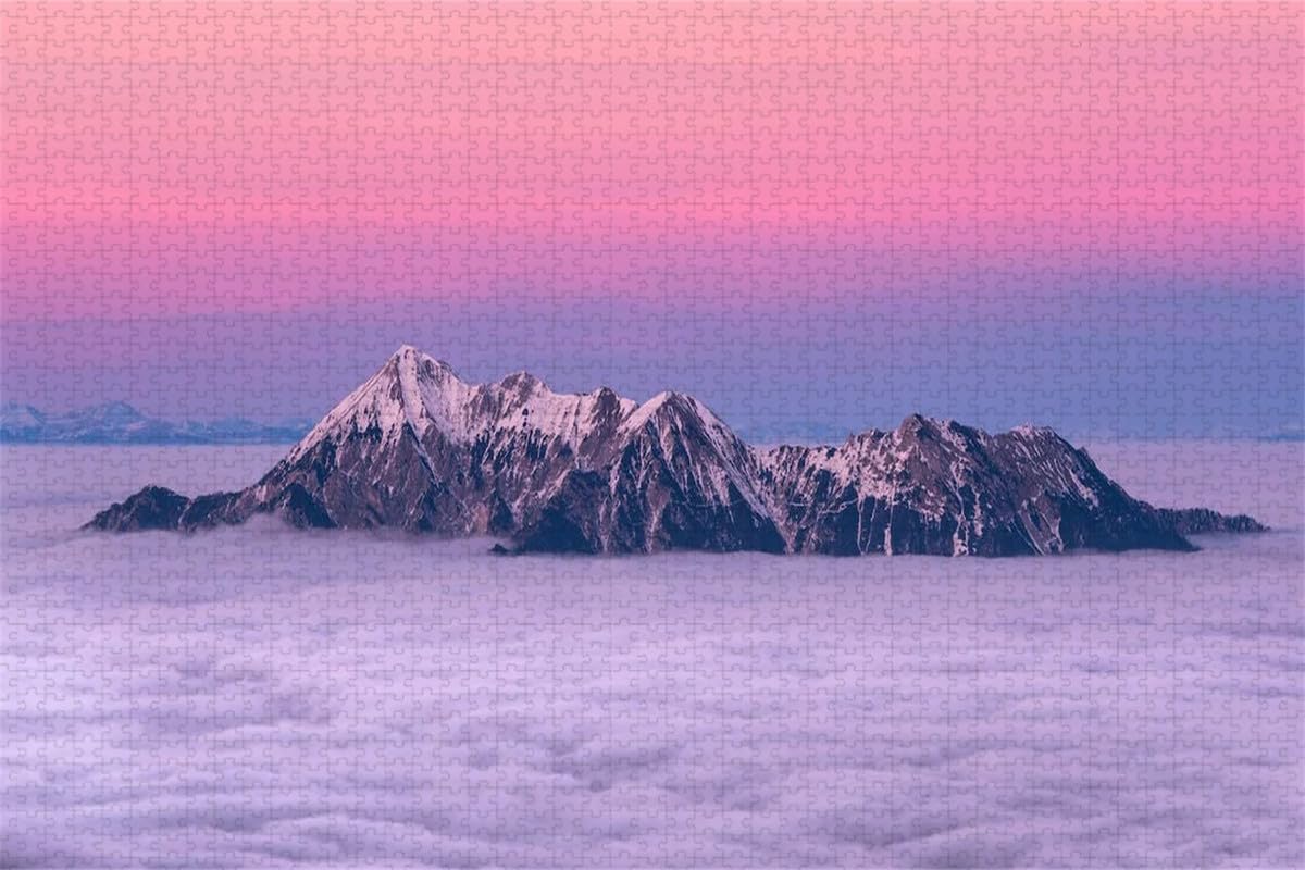 La cima de la montaña en las nubes - rompecabezas de madera de 2000 piezas - divertido juego de inteligencia descompresión divertido rompecabezas
