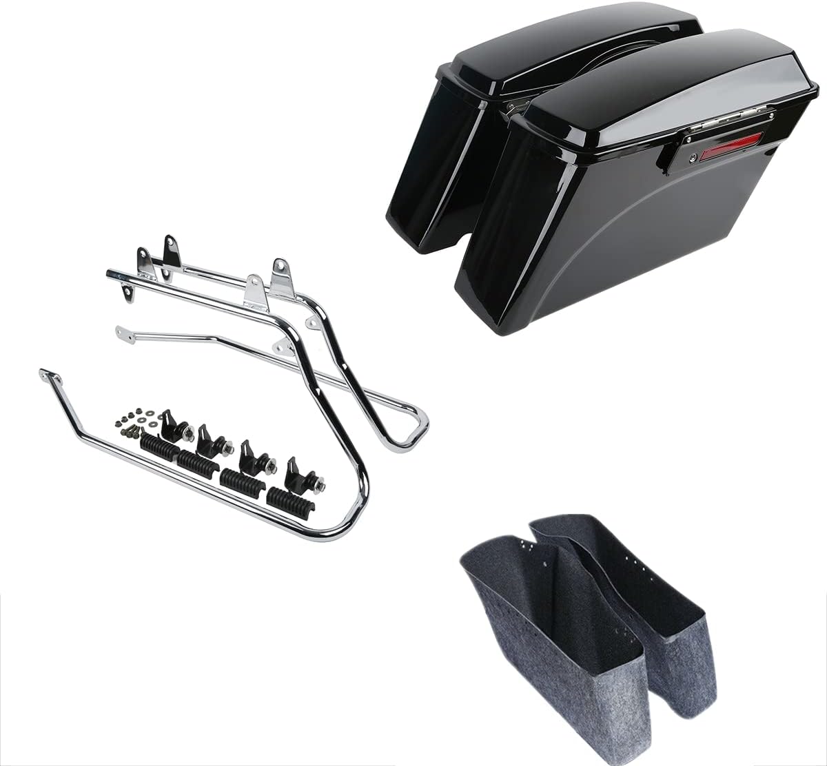 SLMOTO Motorcycle Saddle Bags, Hard Saddlebags Conversion Bracket Mounts Fit For Harley Davidson Softail 86-17 Heritage Softail Classic FLSTC Fatboy Lo FLSTFB FLSTF Black