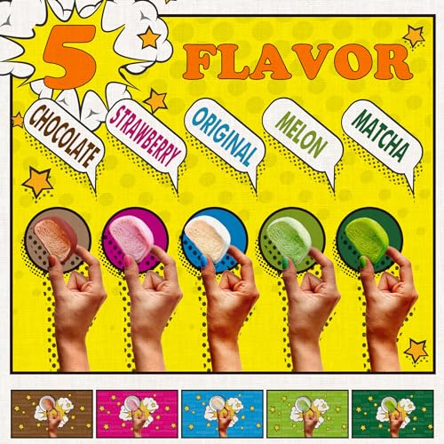 Mochi Ice Cream Kit DIY food kit Mochi maker (Makes 5 flavors: Original, Chocolate, Matcha, Strawberry, Melon) Includes Japanese Mochi flour & tools. Gifts for foodies daifuku Japanese desert snack foods. Makes 32 Mochis - Thumbnail 4