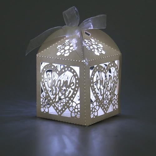 Miniatura 2 de COTOPHER Cajas cortadas con láser, 100 unidades, cajas de regalo de agradecimiento, cajas de regalo de boda, cajas de dulces de encaje para bodas,