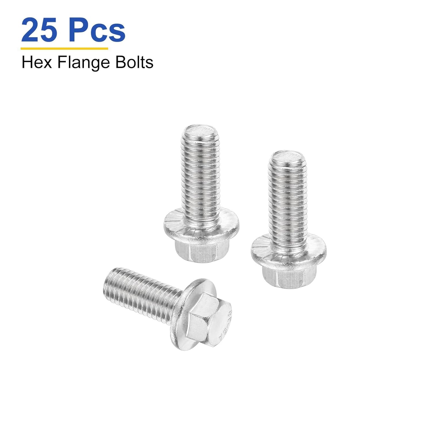 Stainless Steel Flange Hexagon Bolts Hex Serrated Head with Gasket Flange Screw Bolt M12*30mm 6pcs