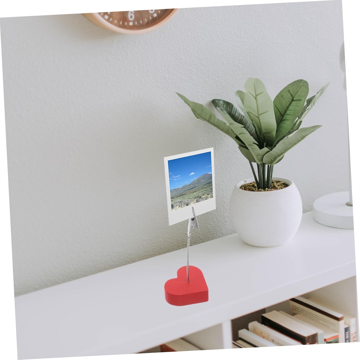 10pcs Romantic Table Number Holders with Wood Base Memo Clip Stands for Valentine's Day Photos Cards and Notes Charming Decor for Home and Office
