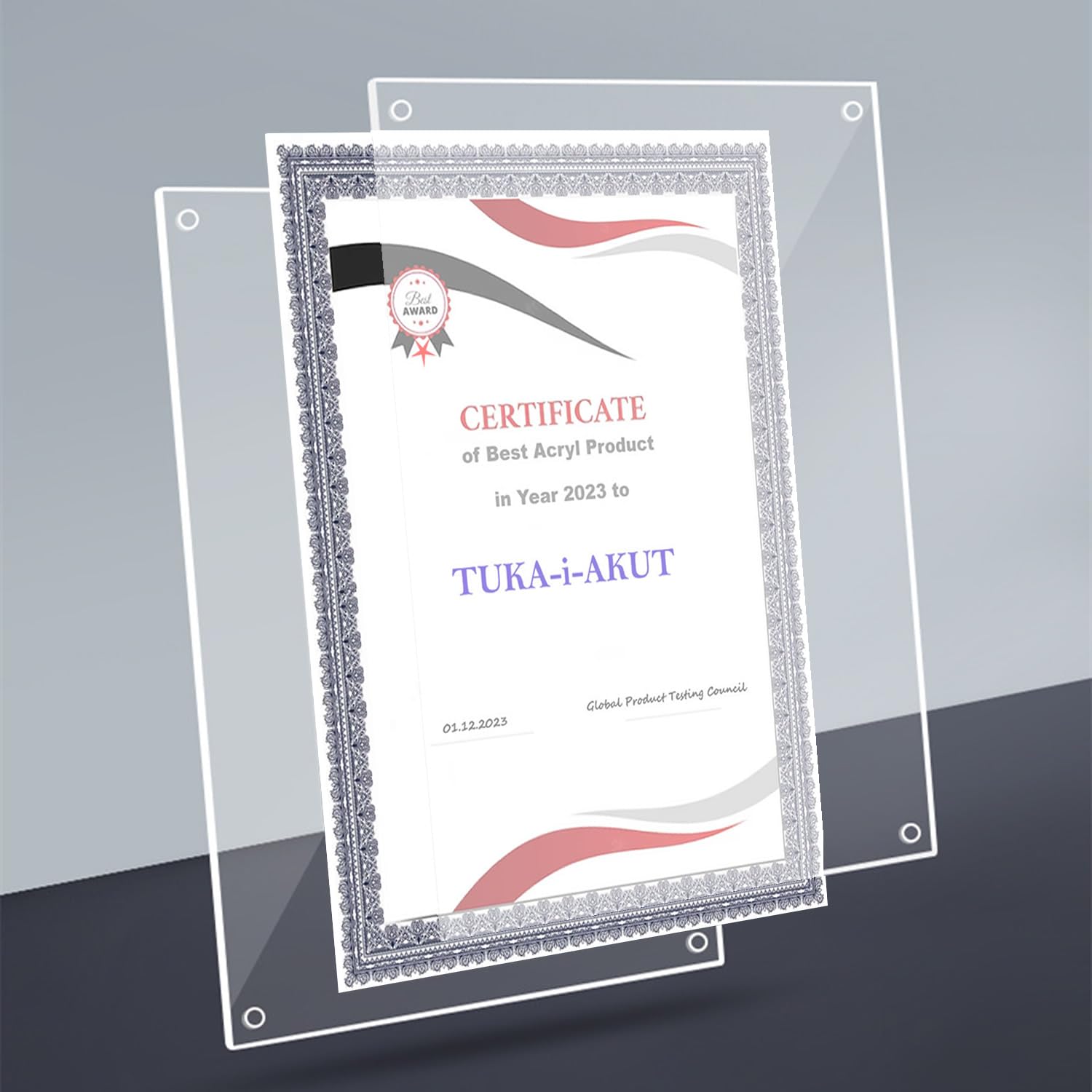 TUKA-i-AKUT TKD9400-A4-5x Lot de 5 cadres en acrylique double panneau transparent pour photos, documents, affiches, brochures certifiées