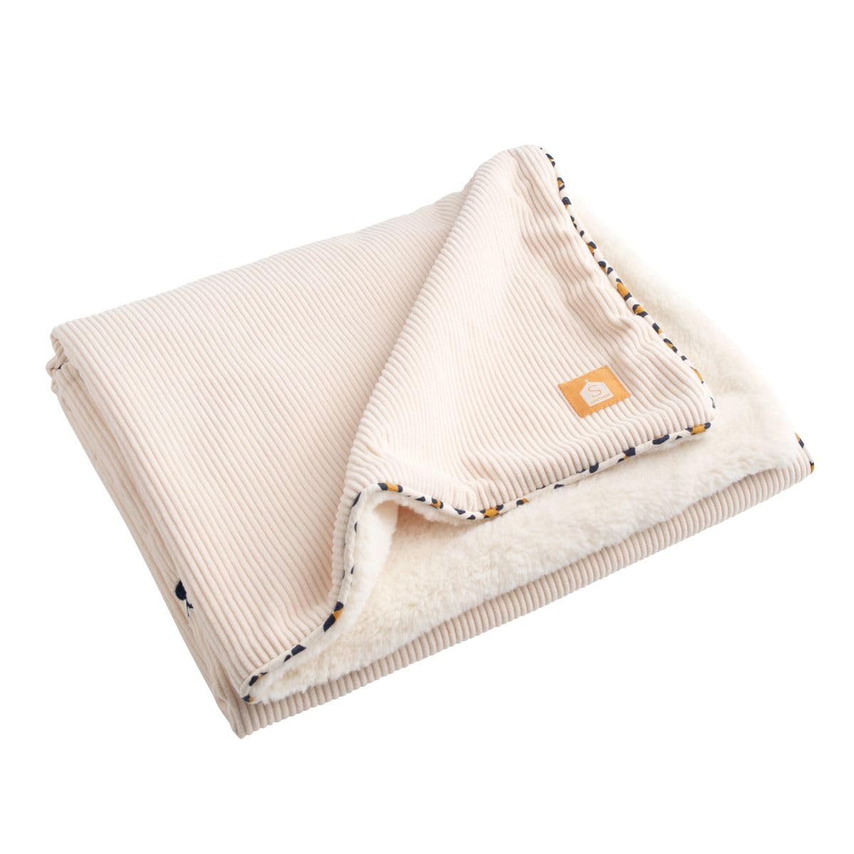 Sauthon Couverture bébé en Velours cotelé et Sherpa