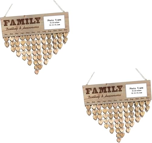 Ciieeo 2pcs Calendars Birthday Calendar Board Wood Birthday Reminder Signs Wood Reminder Calendar Reminder Calendarios De Adviento Wooden Hanging