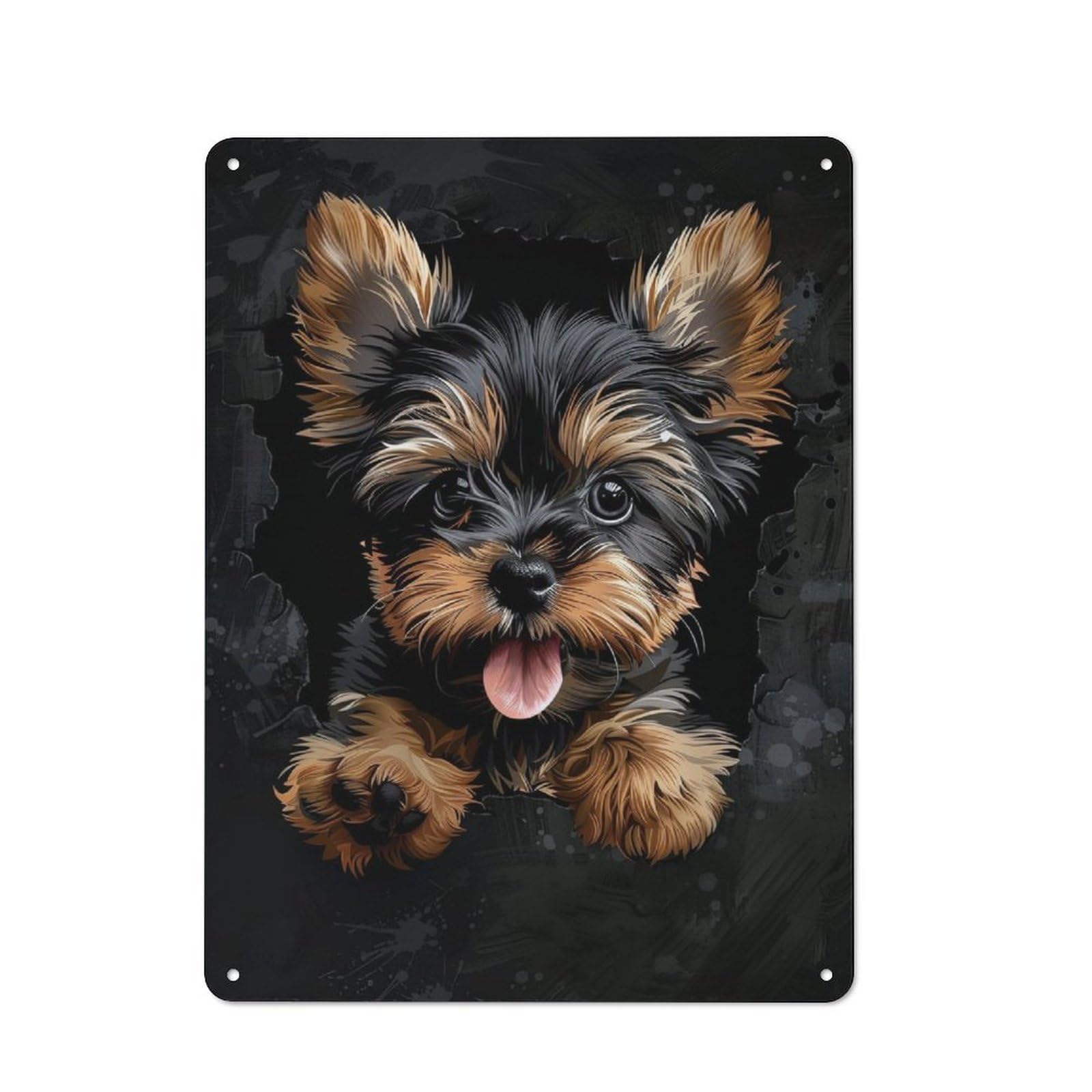 Junmoney Yorkshire Terrier Vintage Tin Sign 40X30cm, Old Fashioned Retro Room Decor For Bedroom, Office, Home Bar Or Dining Room