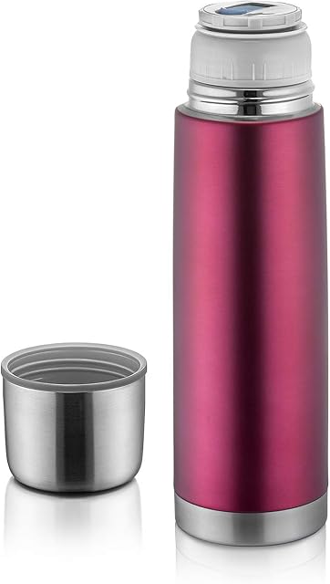 reer Termos ze stali nierdzewnej Colour, 500 ml  mały, poręczny, idealny dla niemowląt, ze zintegrowanym kubkiem, jagodowy czerwony, 1 sztuka (1 opakowanie)