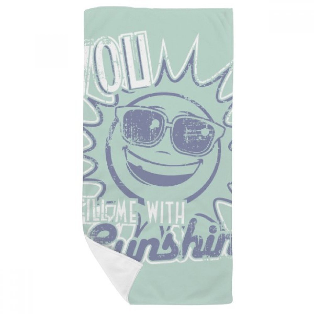 Serviette de bain soleil bleu absorbante et gant de toilette doux