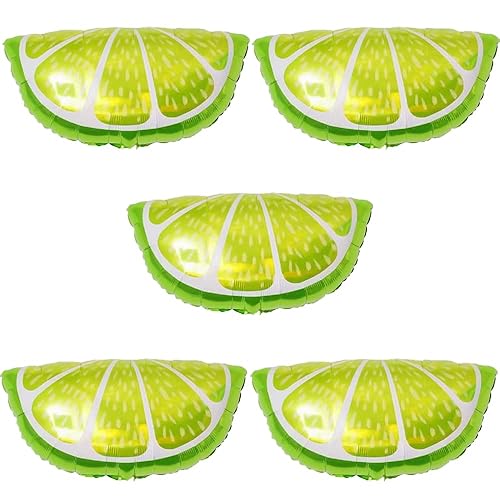 HORUIUS Lemon Fruit Balloons Green Lemon Foil Mylar Balloons for Summer Themed Party Birthday Decoration Supplies 29.5 inch 5PCS