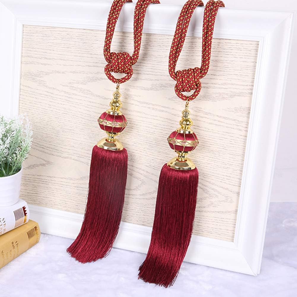 Set of 2 European Style Curtain Hanging Ball Tassels Curtain Tiebacks Holdbacks Fashion Handmade Drape Tiebacks Rope Tassel Curtain Buckle (Purple)