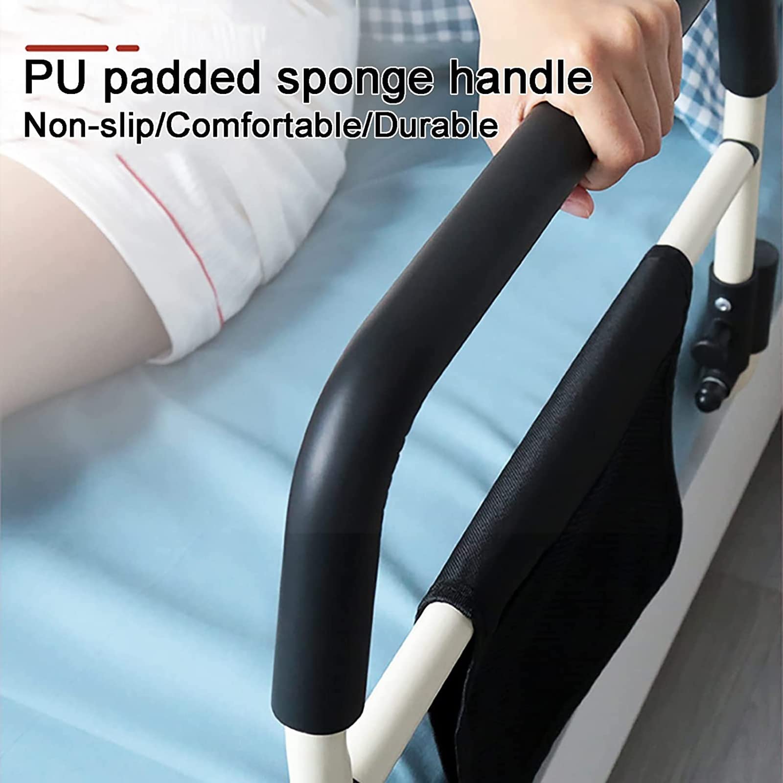 Barandilla de seguridad para cama, barandilla de seguridad para cama plegable portátil con bolsillo de almacenamiento, pasamanos de acero inoxidable para la cabecera de la cama para niños y personas