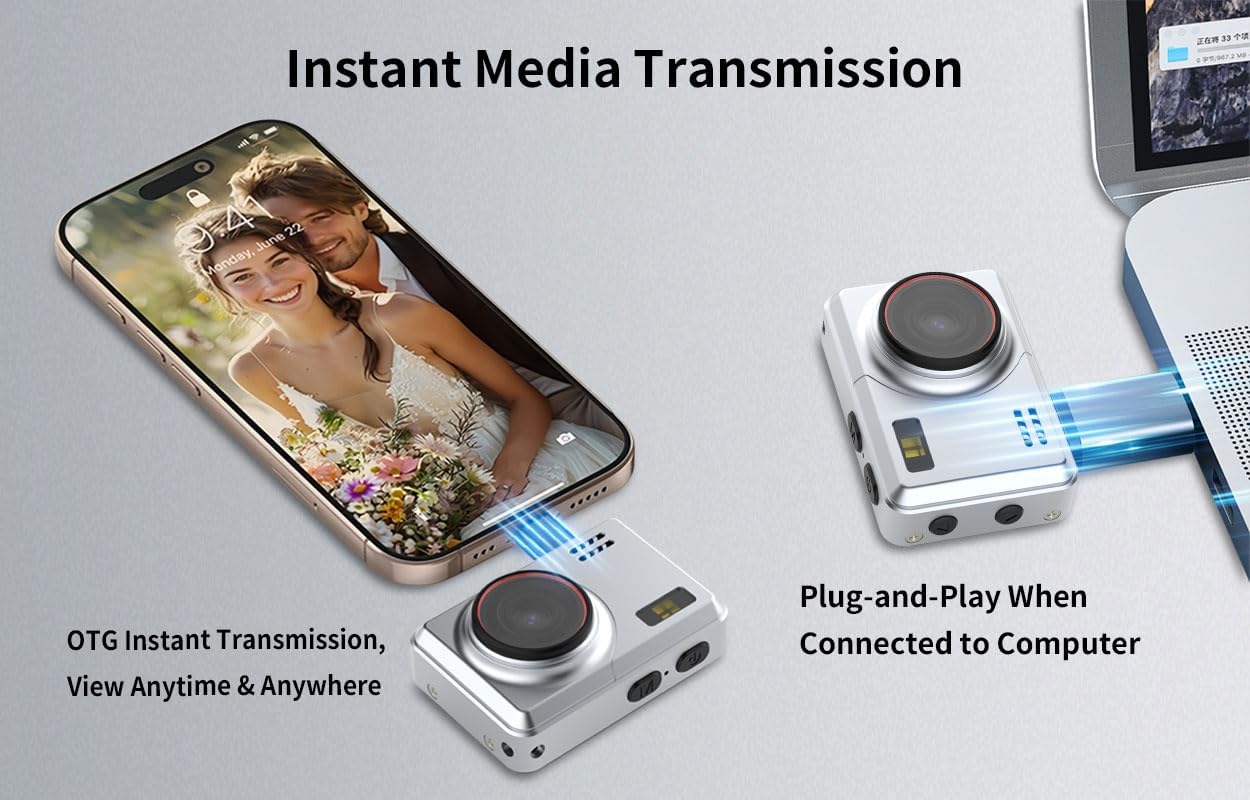 Retro Mini Digital Camera 1080P HD Video Recorder，Portable Keychain Video Camera with 32GB Card,and 0.96”IPS Screen,Ultra-Portable Tiny Camera for Travel Photography/Vlog/Night Shots (Silver)