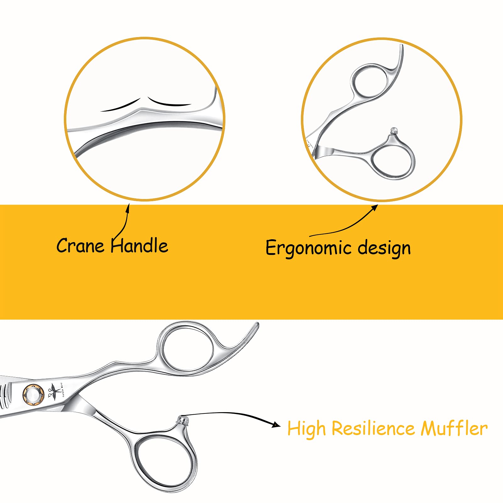 Ciseaux Coiffure Ddébutant Ciseaux Cheveux Professionnel Ciseaux Desepaississant Effileur Cheveux Taille 6 Pouces d'argent Acier Inoxydable Japonais 440c pour Coiffeur Etudiant Bébé Femme Homme