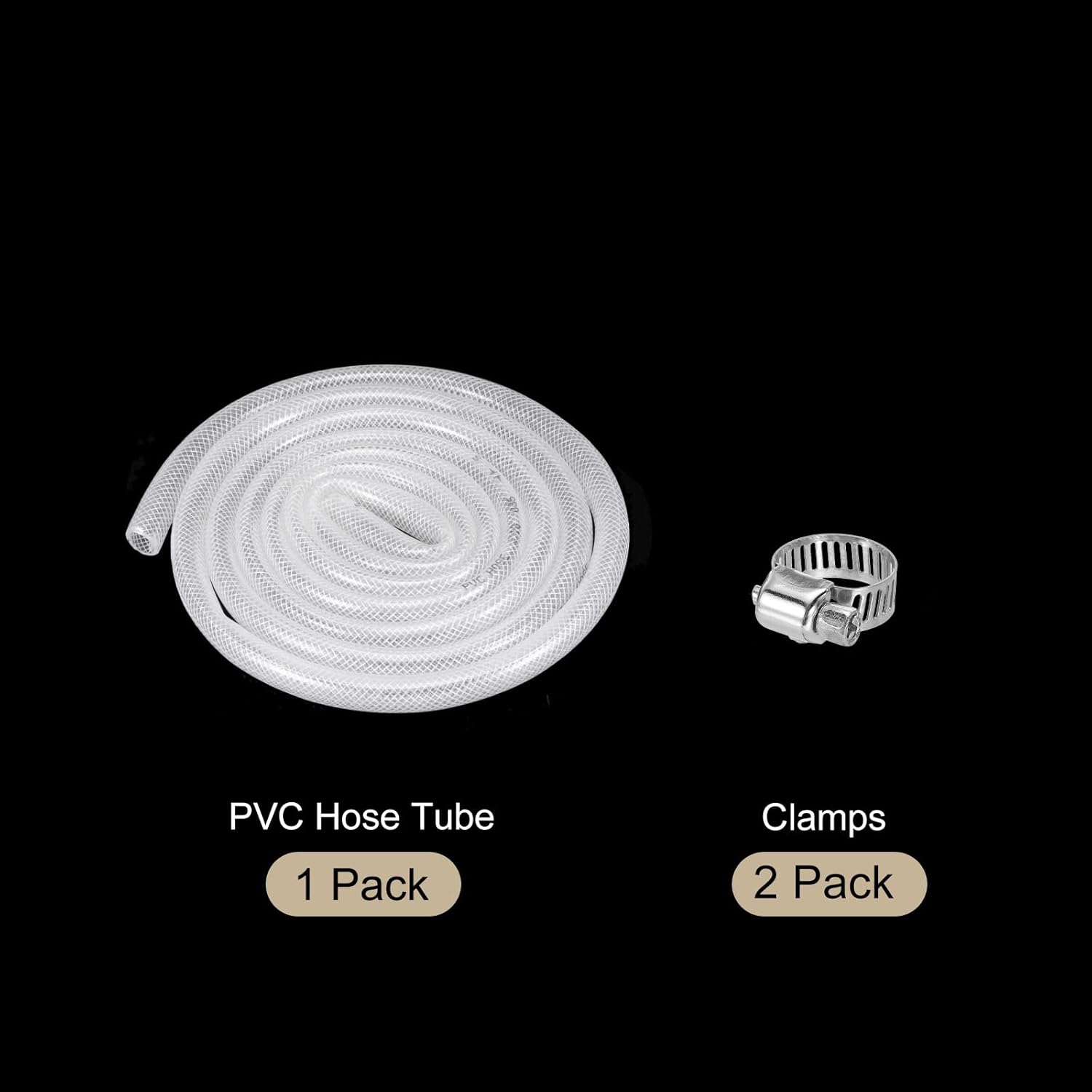 MECCANIXITY Braided Clear PVC Vinyl Tubing 5/8" ID PVC Tube High Pressure Water Hose 10ft for Industrial Tubing, Pump, 15.9mm x 20.6mm, with Clamps