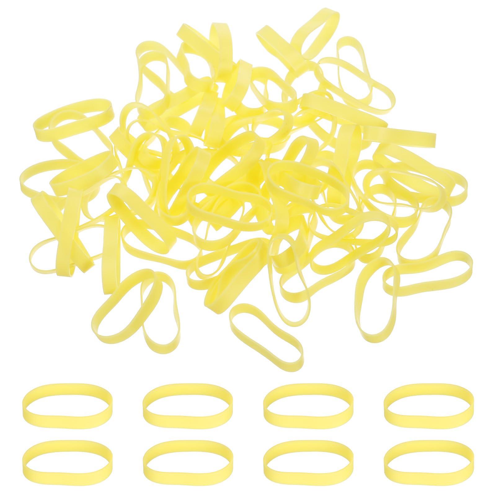 PATIKIL Silicone Rubber Bands Cable Ties 1.4", 200 Pcs Flat Rubber Elastic Band for Office Supplies Home Cord Wrapping Yellow